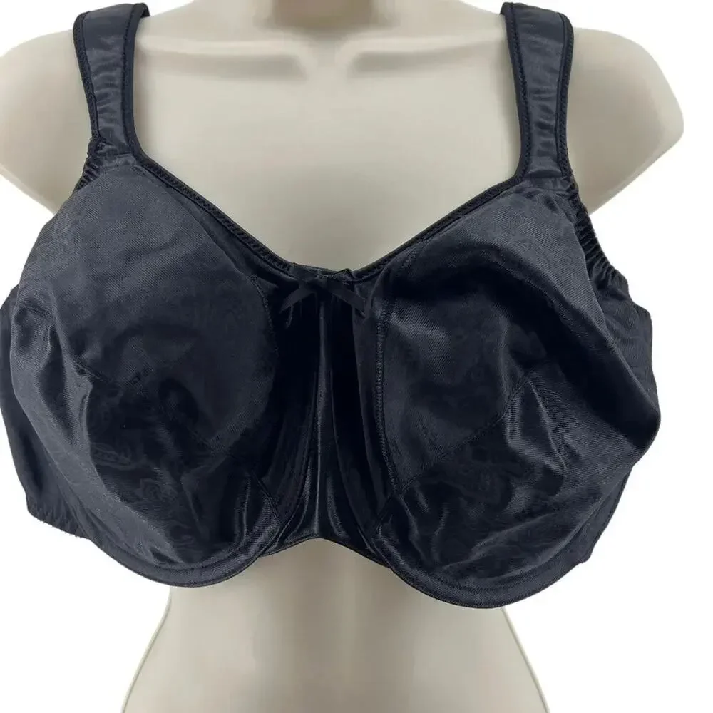 Bali Satin Tracings Full Coverage Underwire Minimizer Bra 3562 42DD Black